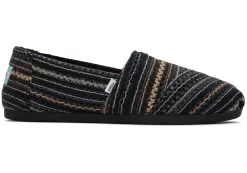 Alpargata Black Embroidered With Faux Fur<TOMS Hot