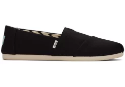 Alpargata Black Recycled Cotton Wide Width<TOMS New