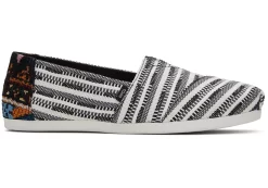 Alpargata Black Striped Global Woven<TOMS Clearance