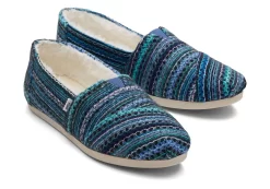 Alpargata Blue Embroidered With Faux Fur<TOMS Flash Sale