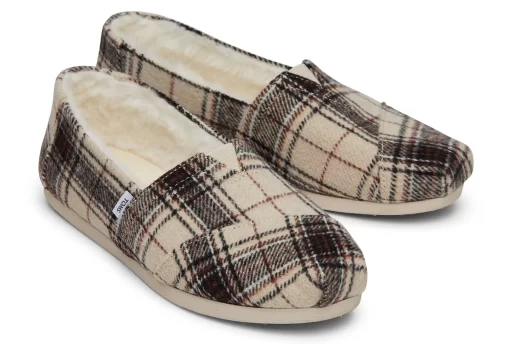 Alpargata Natural Plaid With Faux Fur<TOMS Hot