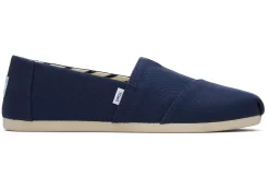 Alpargata Navy Recycled Cotton Wide Width<TOMS Sale