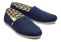 Alpargata Navy Recycled Cotton Wide Width<TOMS Sale