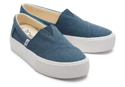 Fenix Platform Blue Canvas Slip On Sneaker<TOMS Shop