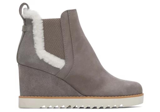 Maddie Grey Nubuck Wedge Boot<TOMS Online