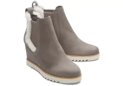 Maddie Grey Nubuck Wedge Boot<TOMS Online