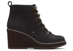 Melrose Black Water Resistant Lace-Up Wedge Boot<TOMS Hot