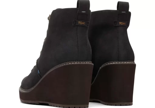 Melrose Black Water Resistant Lace-Up Wedge Boot<TOMS Hot