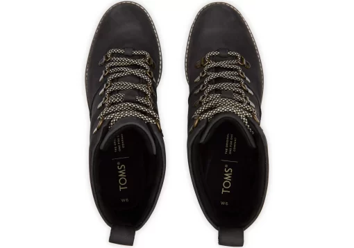 Melrose Black Water Resistant Lace-Up Wedge Boot<TOMS Hot