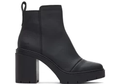 Rya Black Leather Heeled Boot<TOMS Cheap