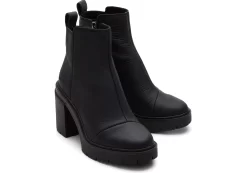 Rya Black Leather Heeled Boot<TOMS Cheap