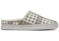 Sage Grey Plaid Faux Shearling Slipper<TOMS Sale