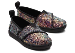 Tiny Alpargata Black Glitter Toddler Shoe<TOMS Clearance