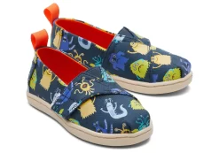 Tiny Alpargata Blue Monsters Toddler Shoe<TOMS Clearance