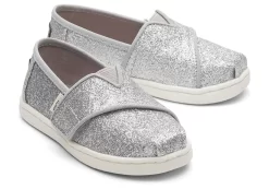 Tiny Alpargata Silver Glitter Toddler Shoe<TOMS Clearance