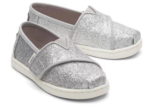 Tiny Alpargata Silver Glitter Toddler Shoe<TOMS Clearance