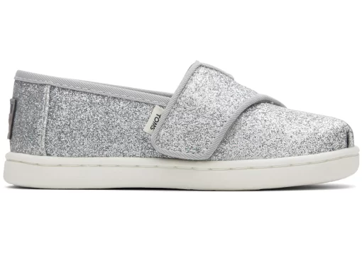 Tiny Alpargata Silver Glitter Toddler Shoe<TOMS Clearance