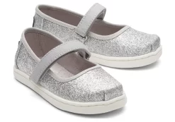 Tiny Mary Jane Silver Toddler Shoe<TOMS Hot