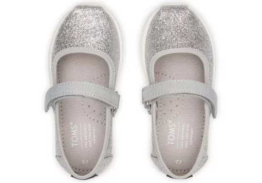 Tiny Mary Jane Silver Toddler Shoe<TOMS Hot