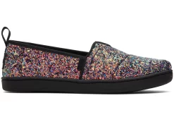 Youth Alpargata Black Glitter Kids Shoe<TOMS Hot