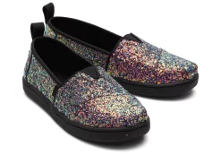 Youth Alpargata Black Glitter Kids Shoe<TOMS Hot