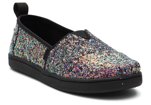 Youth Alpargata Black Glitter Kids Shoe<TOMS Hot